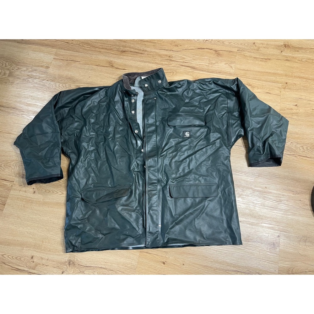 Carhartt Mens C64GRN PVC Waterproof Rain Jacket Dark Green XL Regular